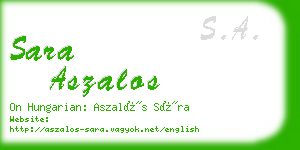 sara aszalos business card